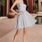 Paula A-line V-Neck Short/Mini Chiffon Lace Homecoming Dress With Sequins DEP0020557