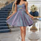 Jaylee A-line V-Neck Short/Mini Satin Homecoming Dress DEP0020492