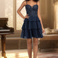 Katelynn A-line Sweetheart Short/Mini Chiffon Lace Homecoming Dress With Beading Sequins DEP0020576