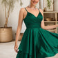 Serenity A-line V-Neck Short/Mini Silky Satin Homecoming Dress DEP0020463