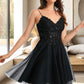 Nadia A-line V-Neck Short/Mini Tulle Homecoming Dress With Sequins DEP0020462