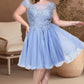 Yamilet A-line Scoop Short/Mini Tulle Homecoming Dress With Beading Appliques Lace DEP0020547