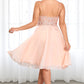 Isabella A-line V-Neck Knee-Length Chiffon Lace Homecoming Dress DEP0020527