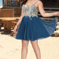 Kyra A-line V-Neck Short/Mini Chiffon Lace Homecoming Dress With Beading DEP0020572