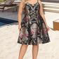 Jordin A-line V-Neck Knee-Length Lace Satin Homecoming Dress With Flower DEP0020521