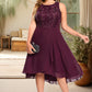 Riley A-line Scoop Asymmetrical Chiffon Lace Homecoming Dress With Sequins DEP0020516