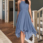 Quintina A-line Halter Asymmetrical Chiffon Lace Homecoming Dress DEP0020561