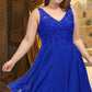 Kayden A-line V-Neck Knee-Length Chiffon Lace Homecoming Dress DEP0020589