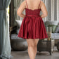 Jimena A-line V-Neck Short/Mini Lace Satin Homecoming Dress With Beading DEP0020554