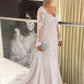 Leslie Sheath/Column Tulle Applique V-neck Long Sleeves Sweep/Brush Train Mother of the Bride Dresses DEP0020380