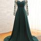 Yazmin A-Line/Princess Chiffon Applique Sweetheart Long Sleeves Sweep/Brush Train Mother of the Bride Dresses DEP0020438