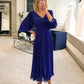 Lori A-Line/Princess Chiffon Ruffles V-neck 3/4 Sleeves Tea-Length Mother of the Bride Dresses DEP0020295