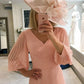 Lori A-Line/Princess Chiffon Ruffles V-neck 3/4 Sleeves Tea-Length Mother of the Bride Dresses DEP0020295