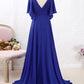 Charity A-Line/Princess Chiffon Beading V-neck Short Sleeves Sweep/Brush Train Mother of the Bride Dresses DEP0020288