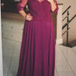 Sofia A-Line/Princess Chiffon Applique Scoop 3/4 Sleeves Floor-Length Mother of the Bride Dresses DEP0020289
