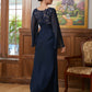 Amelia A-Line/Princess Chiffon Applique V-neck Long Sleeves Floor-Length Mother of the Bride Dresses DEP0020335