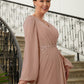 Ryleigh A-Line/Princess Chiffon Applique V-neck Long Sleeves Floor-Length Mother of the Bride Dresses DEP0020313
