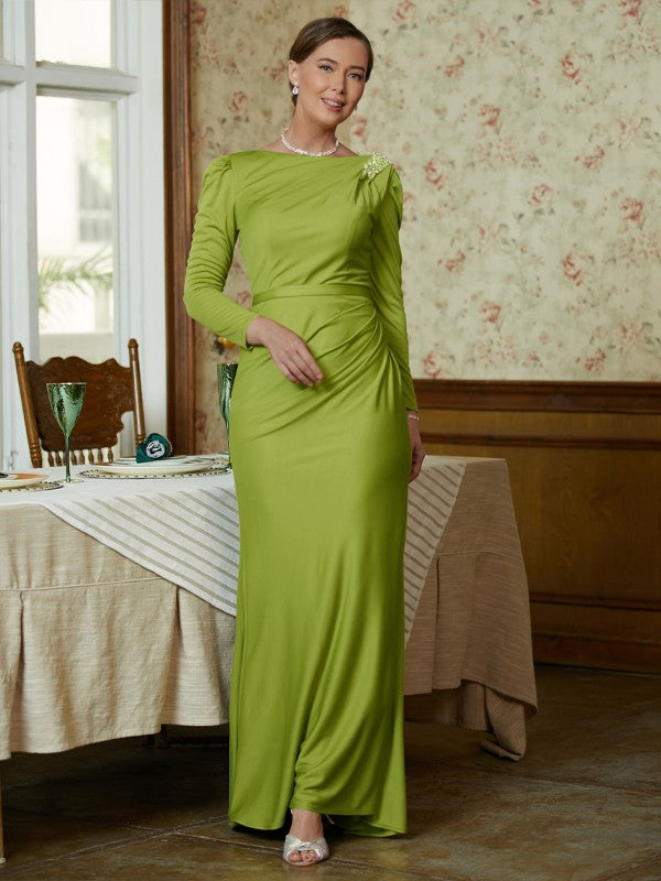 Kennedy Sheath/Column Jersey Ruched Scoop Long Sleeves Floor-Length Mother of the Bride Dresses DEP0020352