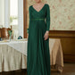Louisa A-Line/Princess Jersey Beading V-neck Long Sleeves Sweep/Brush Train Mother of the Bride Dresses DEP0020357