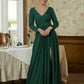 Louisa A-Line/Princess Jersey Beading V-neck Long Sleeves Sweep/Brush Train Mother of the Bride Dresses DEP0020357