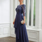 Emily A-Line/Princess Chiffon Applique Bateau 3/4 Sleeves Floor-Length Mother of the Bride Dresses DEP0020266
