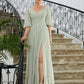 Terri A-Line/Princess Chiffon Ruched V-neck 1/2 Sleeves Floor-Length Mother of the Bride Dresses DEP0020271
