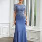 Grace Sheath/Column Chiffon Applique Bateau Short Sleeves Floor-Length Mother of the Bride Dresses DEP0020272