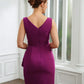 Paige Sheath/Column Stretch Crepe Ruched V-neck Sleeveless Knee-Length Mother of the Bride Dresses DEP0020262