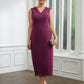Nicola Sheath/Column Chiffon Applique V-neck Sleeveless Tea-Length Mother of the Bride Dresses DEP0020263