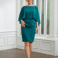 Cadence Sheath/Column Chiffon Ruched Bateau 3/4 Sleeves Knee-Length Mother of the Bride Dresses DEP0020247