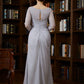 Peyton Sheath/Column 30D Chiffon Beading V-neck 3/4 Sleeves Floor-Length Mother of the Bride Dresses DEP0020247