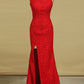 Prom Dresses Sheath Scoop Lace With Applique And Beads Sweep Train