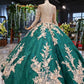 Ball Gown Long Sleeve Satin Beads Prom Dresses, Quinceanera Dresses with Appliques SJS15059