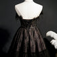 Cute Strapless Black Tulle Short Homecoming Dresses