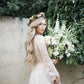 Princess Long Sleeve Lace Top Beach Wedding Dresses With Slit Tulle Ivory Wedding Gowns SJS15299