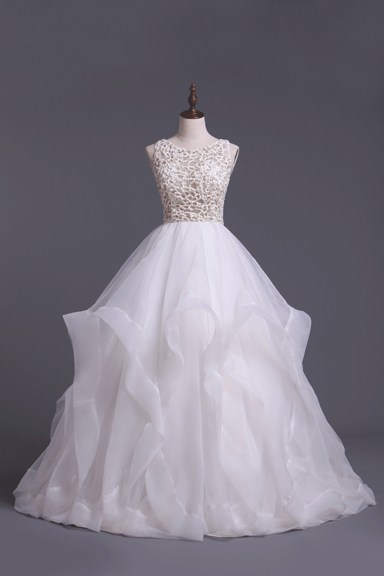 Scoop Ball Gown Tulle With Beading Floor Length