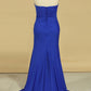 2024 Plus Size Sweetheart With Ruffles And Slit Spandex Evening Dresses