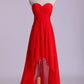High Low Sweetheart A Line Pleated Bodice Flowing Chiffon Skirt