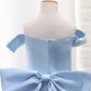 2024 Satin A Line Off The Shoulder Asymmetrical Flower Girl Dresses With Bow Knot