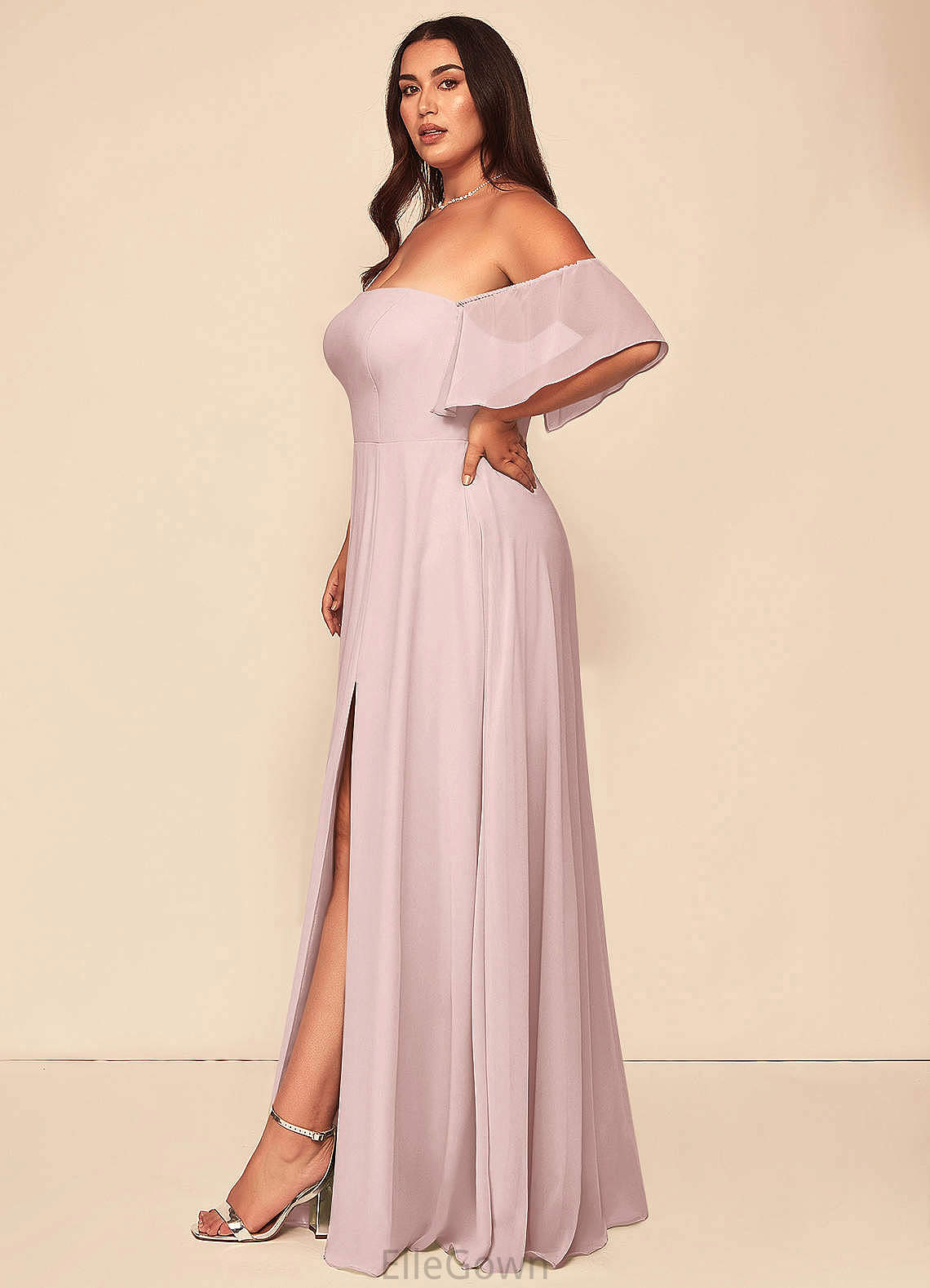 Stephany Spaghetti Staps Natural Waist Floor Length Sleeveless A-Line/Princess Bridesmaid Dresses