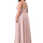 Chloe Natural Waist Floor Length V-Neck A-Line/Princess 3/4 Length Sleeve Bridesmaid Dresses