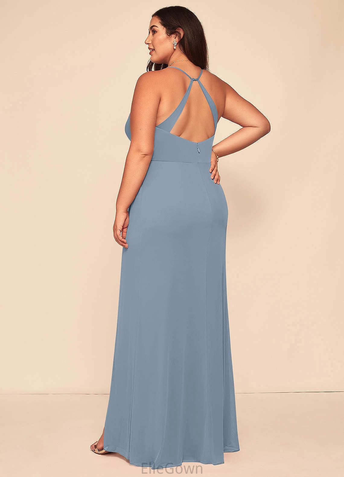 Giada Natural Waist Off The Shoulder Sleeveless Spaghetti Staps A-Line/Princess Floor Length Bridesmaid Dresses