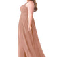Krista Floor Length Natural Waist Trumpet/Mermaid Spaghetti Staps Sleeveless Bridesmaid Dresses