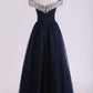 Off The Shoulder With Beading And Ruffles Prom Dresses A Line Tulle