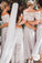 Two Pieces Lace Top Short Sleeve Off-the-Shoulder Beach Affordable Bridesmaid Dresses JS517