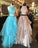Two Piece A-line High Neck Beads Organza Long Sparkly Chic Evening Prom Dresses UK JS474