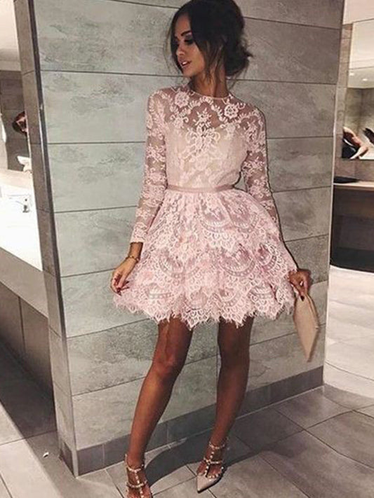 2024 Ball Gown Jewel Homecoming Dresses Sariah Neck Long Sleeve Layers Cut Short/Mini