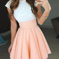 A-Line Scoop Neck Cap Homecoming Dresses Adelyn Lace Chiffon Sleeve Cut Out Back Cut Short/Mini