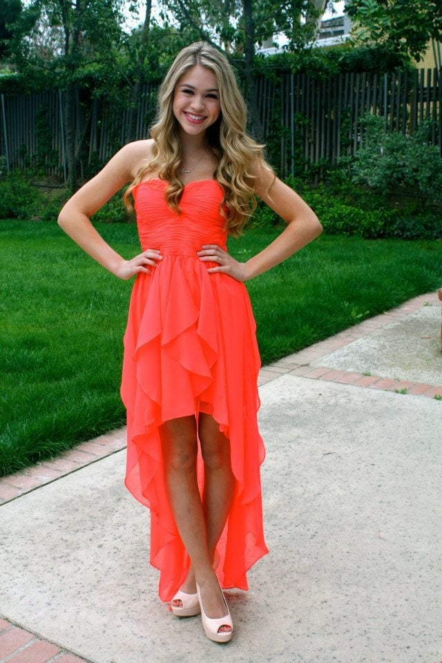 High Homecoming Dresses Chiffon Vanessa A Line Low Strapless Sweetheart Coral Pleated
