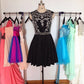 Jewel Paloma Homecoming Dresses Satin A Line Sleeveless Pleated Appliques Beading Black Short